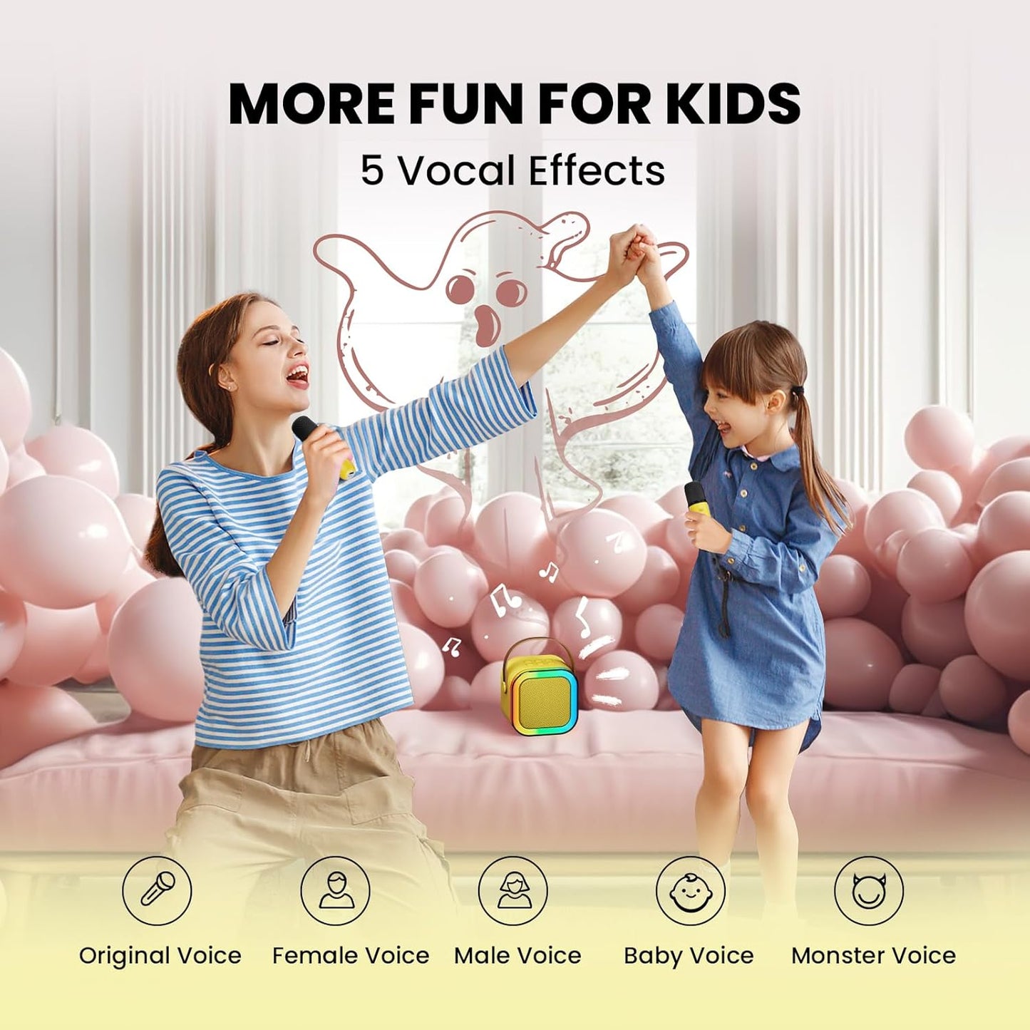Mini Karaoke Machine for Kids, 2025 TOP Toys Christmas Birthday Gifts Ideas for Girls Ages 4, 5, 6, 7, 8, 9, 10, 12+ Years Old, Portable MP3 Player with 2 Wireless Mics for Party