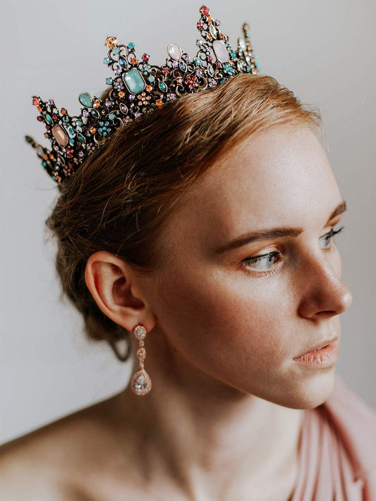 SWEETV Queen Crown for Women - Baroque Wedding Tiaras and Crowns,Jeweled Tiara Crown,Prom Birthday Halloween Hair Accessories