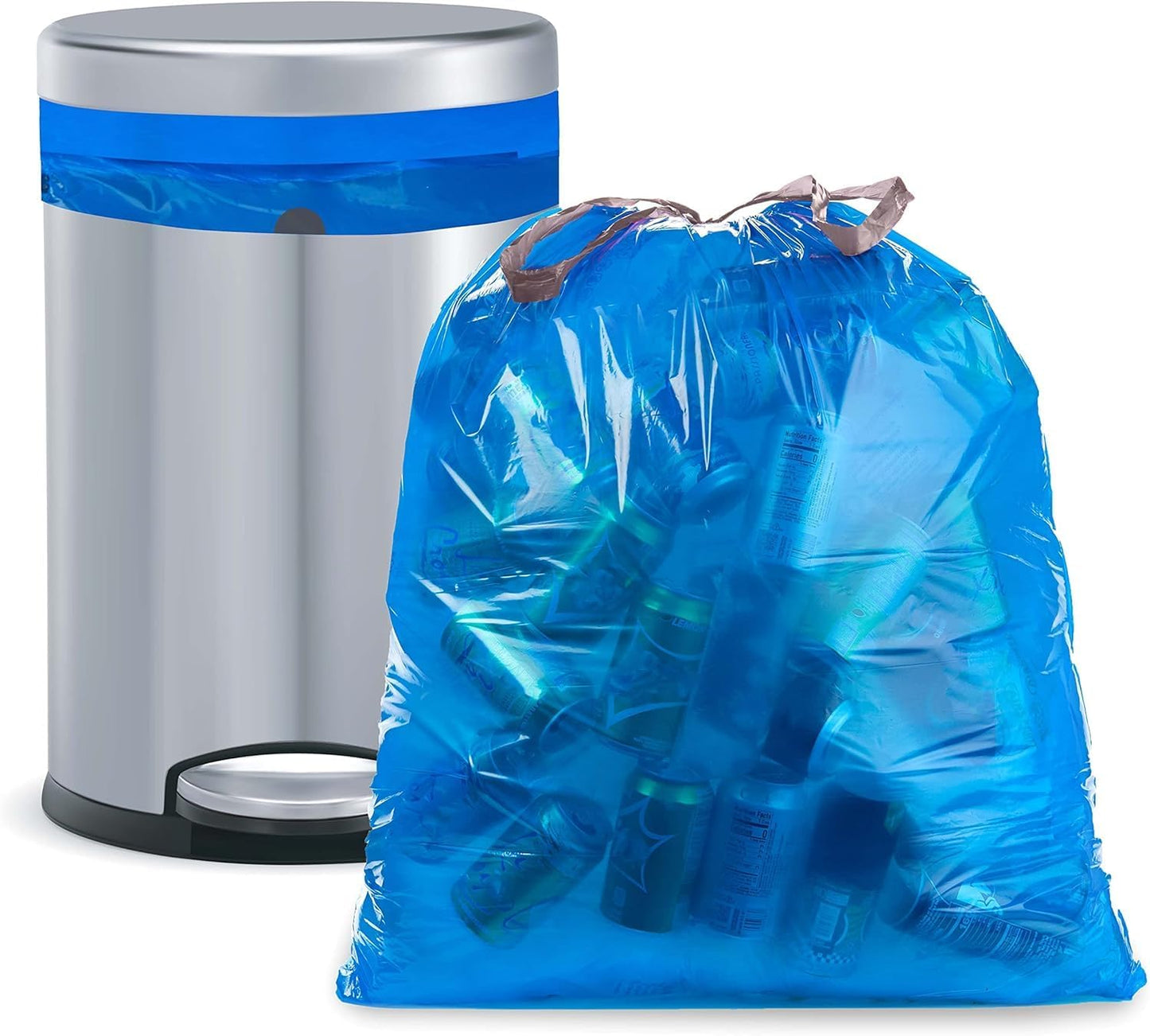 Ultrasac 10 Gallon 0.9 MIL Blue Drawstring Trash Bags - 16.5" x 28.5" - Pack of 648 - Fits simplehuman D
