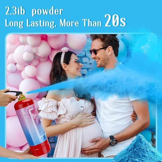 QIYVLOS Giant Gender Reveal Fire Extinguisher 2 Packs, Gender Reveal Ideas, Baby Boy Reveal Party Ideas for Gender Reveal Decorations with 2.3ib Powder (Blue)