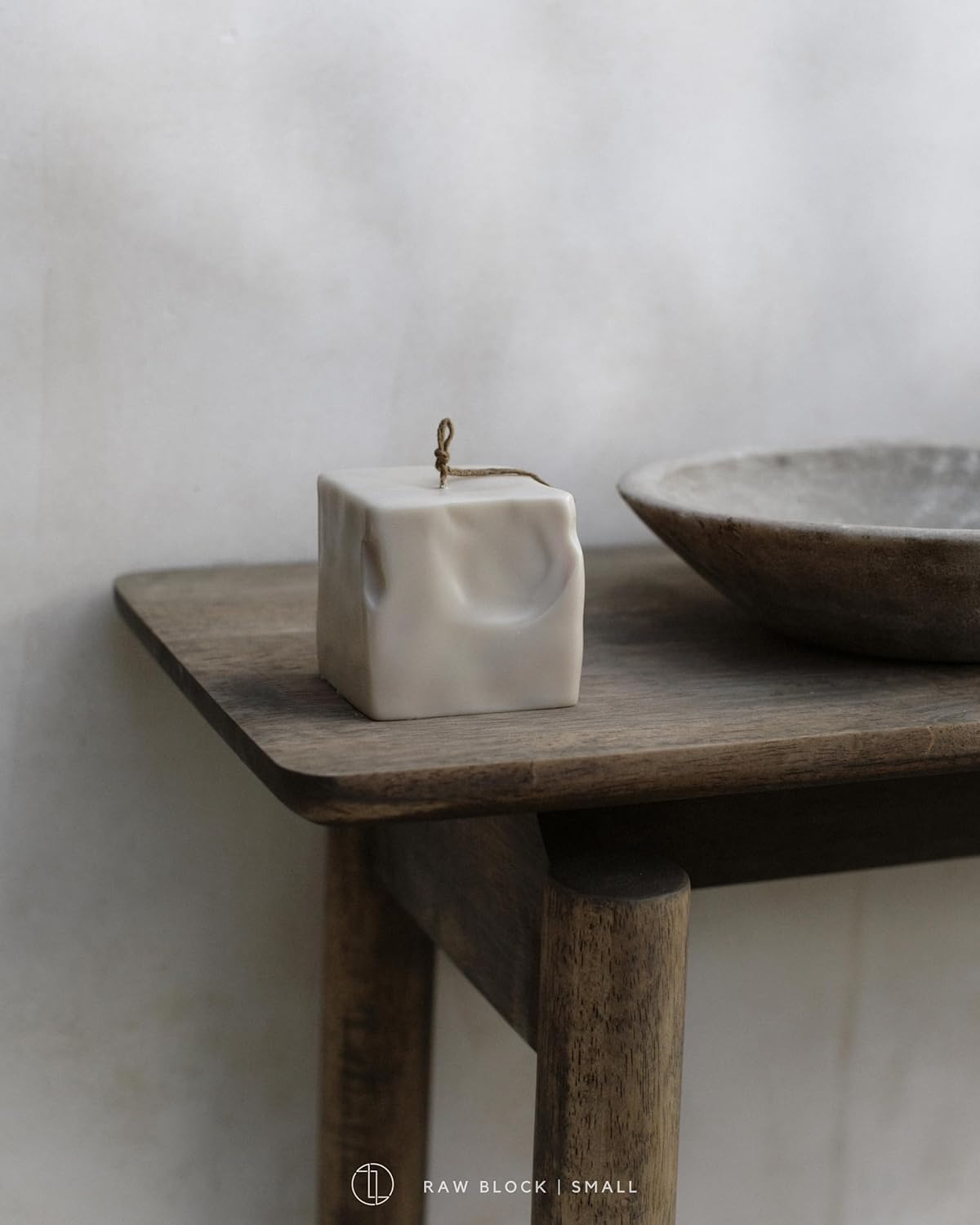 LAWA Raw Block Candle - Beautiful Handmade Pillar Scented Soy Wax Elegant Aesthetic Candle Housewarming Gift Home Room Shelf Decor Idea (Light Beige, Small)