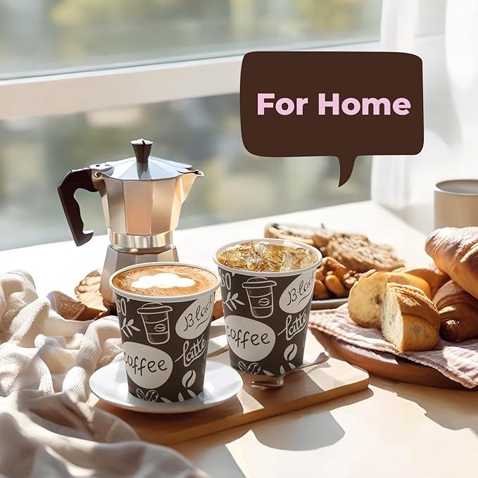 Fit Meal Prep 10 oz Coffee Cups 300 Count, Leak-Proof Hot Cup, Disposable Paper Coffee Cup Bulk for Hot/Cold Beverage, Durable Thickened Paper Cups for Party, Office, Bussines, Home, Bistros