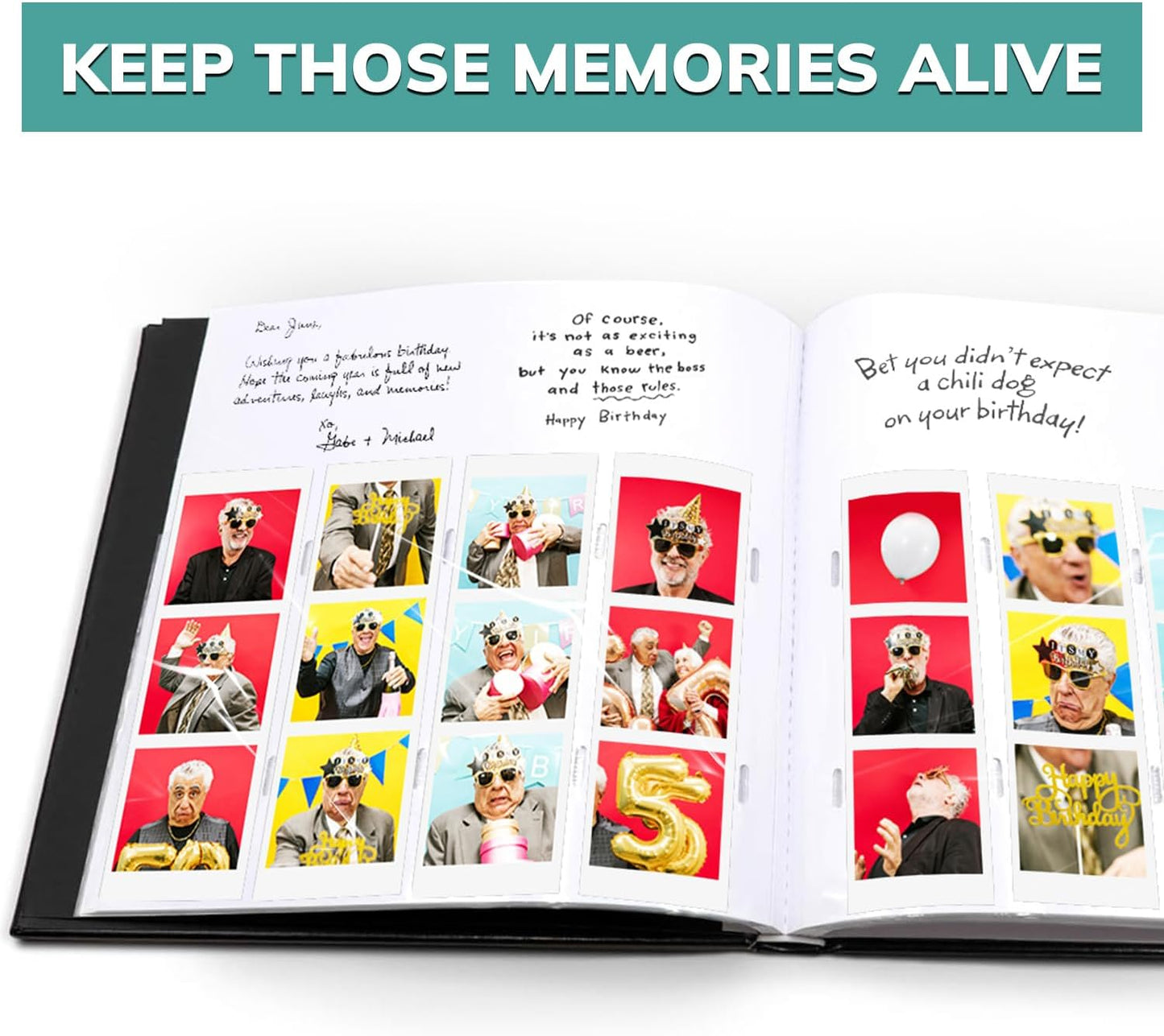 PBF (5 Pack) Photo Booth Album, Guest Book with 2x6 Clear Picture Inserts, Black Cover with Plastic Sleeves & White Pages, Scrapbook Album for Photo Strips, Memory Book, Wedding, and Baby Showers