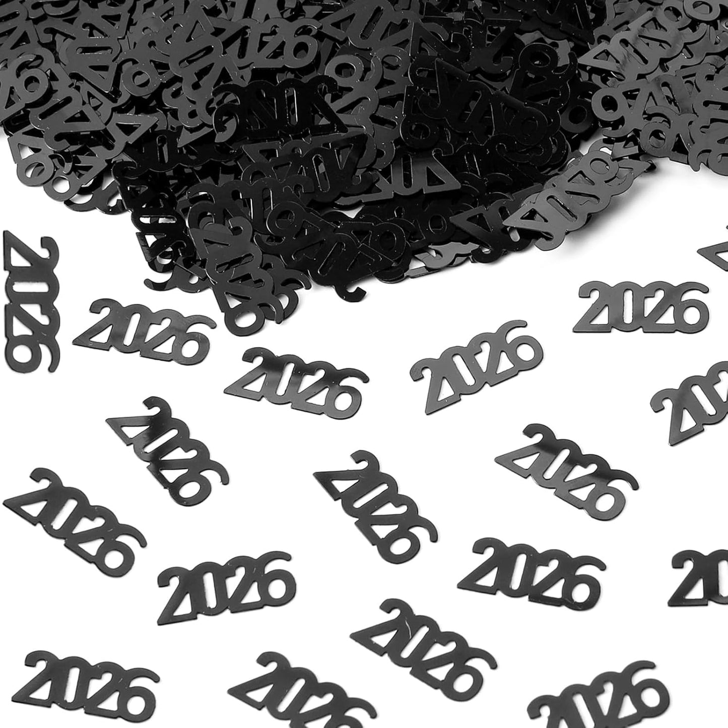 500 Pcs New Year 2026 Confetti, Black 2026 Table Shiny Confetti Glitter for Happy New Year Decorations 2026 New Years Eve Table Decorations