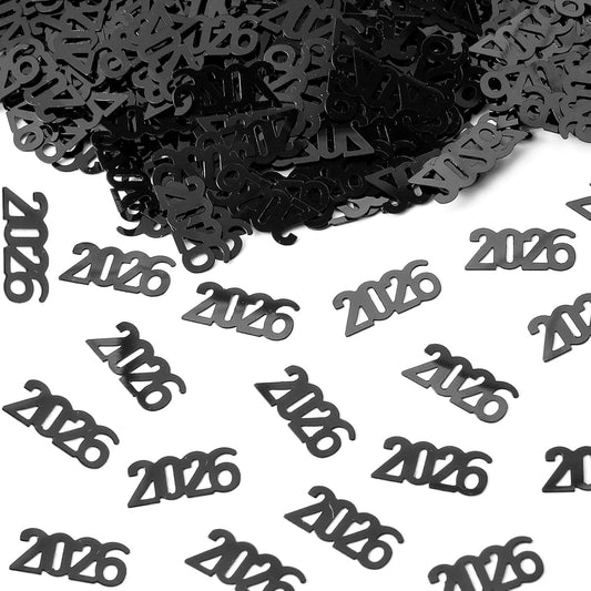 500 Pcs New Year 2026 Confetti, Black 2026 Table Shiny Confetti Glitter for Happy New Year Decorations 2026 New Years Eve Table Decorations