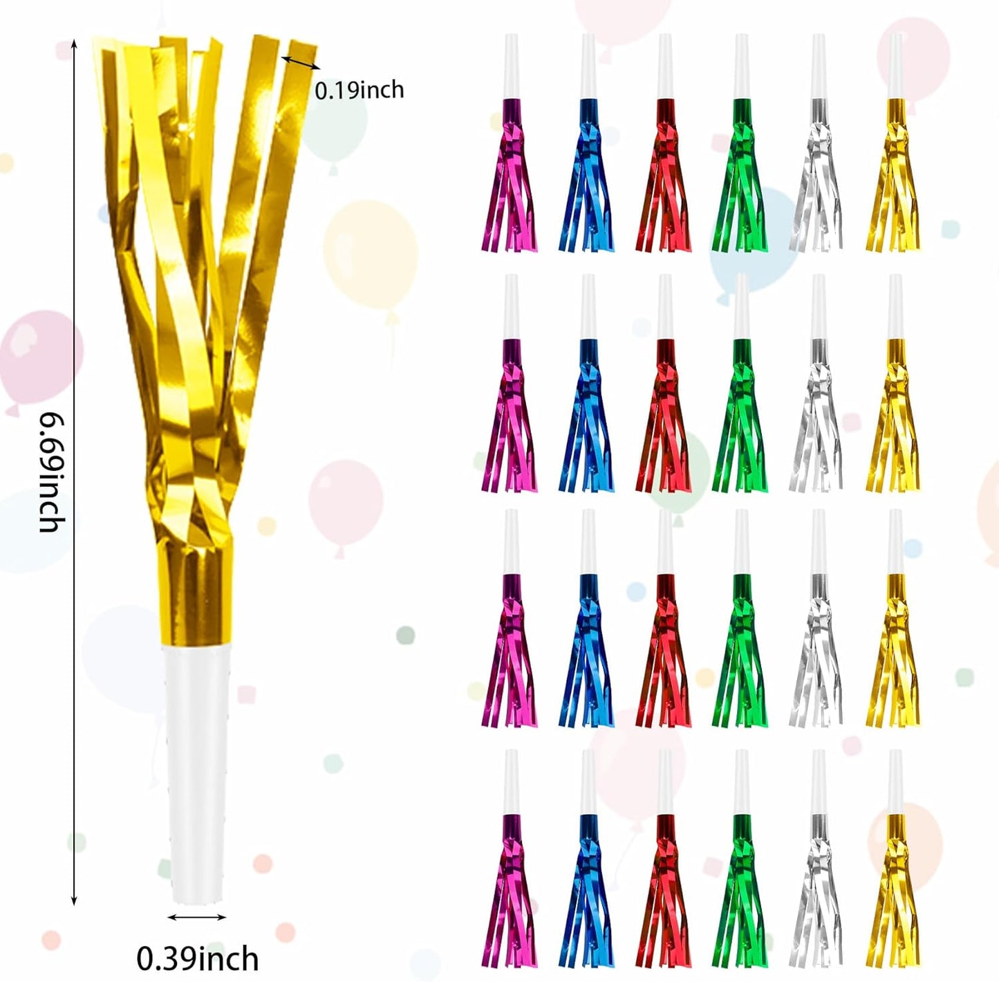 Colorful New Years Noise Makers 24 PCS NYE Party Blowers Blowouts New Years Eve Games Favors Supplies Birthday Pep Rally for Adult Prank Graduation Sporting Events Horns Noisemakers Accessories