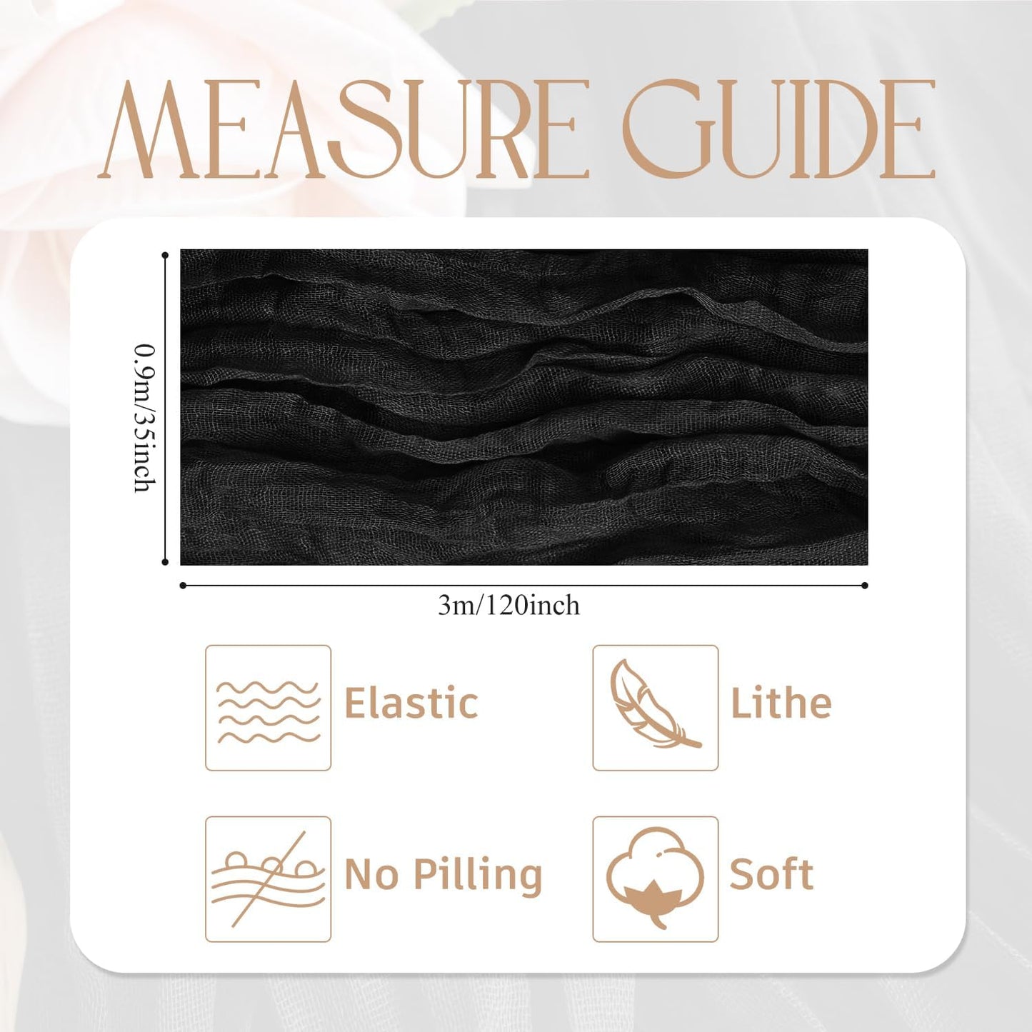 Wokceer Cheesecloth Table Runner 3Pack 10FT Black Christmas Boho Gauze Cheese Cloth Table Runner for Party Easter Rustic Sheer Table Runners for Baby Bridal Shower Wedding Table Decor