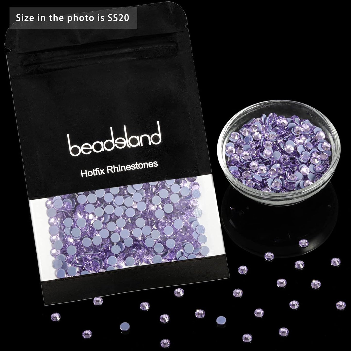 Beadsland Hotfix Rhinestones, 1440pcs Flatback Crystal Rhinestones for Crafts Clothes DIY Decorations,Violet, SS12, 3.0-3.2mm