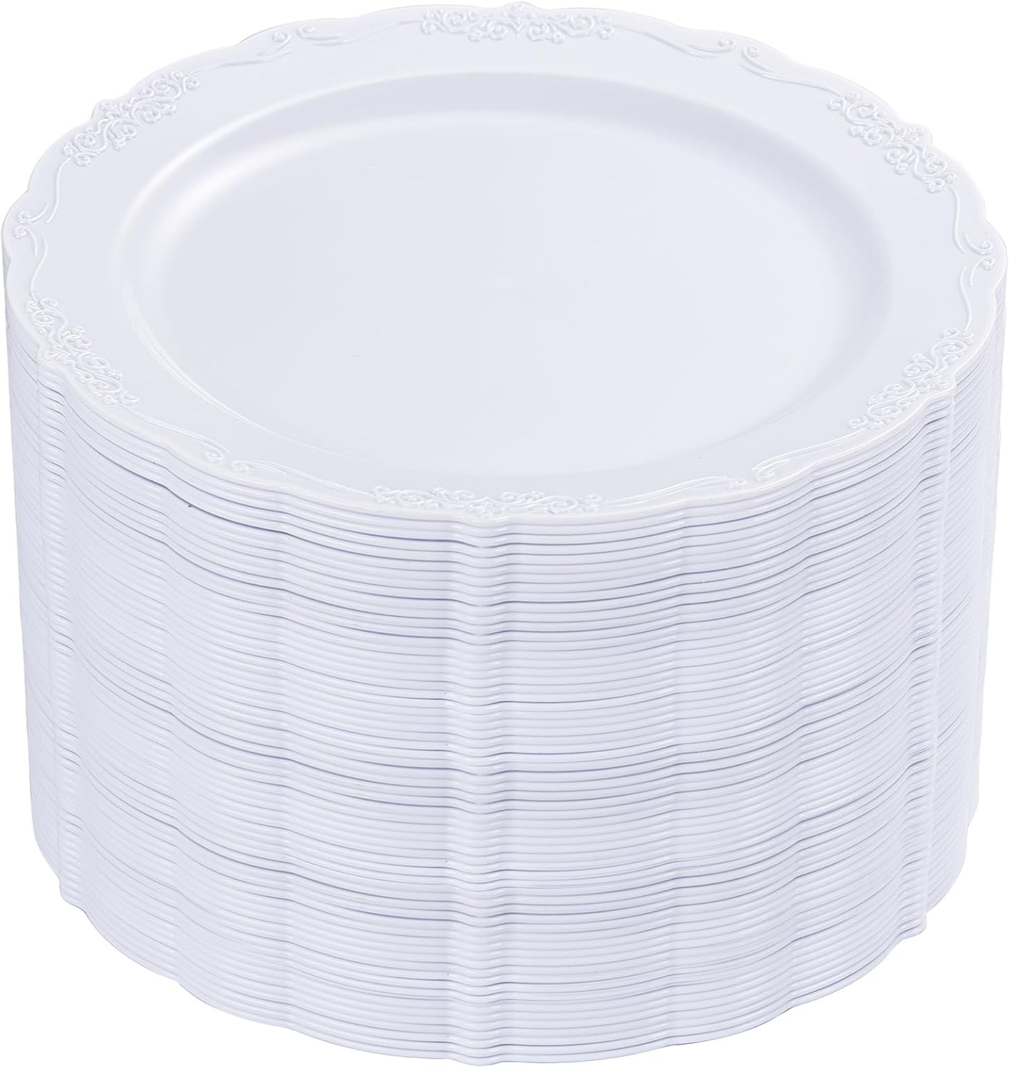 DaYammi 36PCS White Plastic Plates, Heavy Duty White Disposable Premium 7.5inch Dessert Cake Salad Appetizer Plates Hard Plastic Platos Disposable for Party Wedding