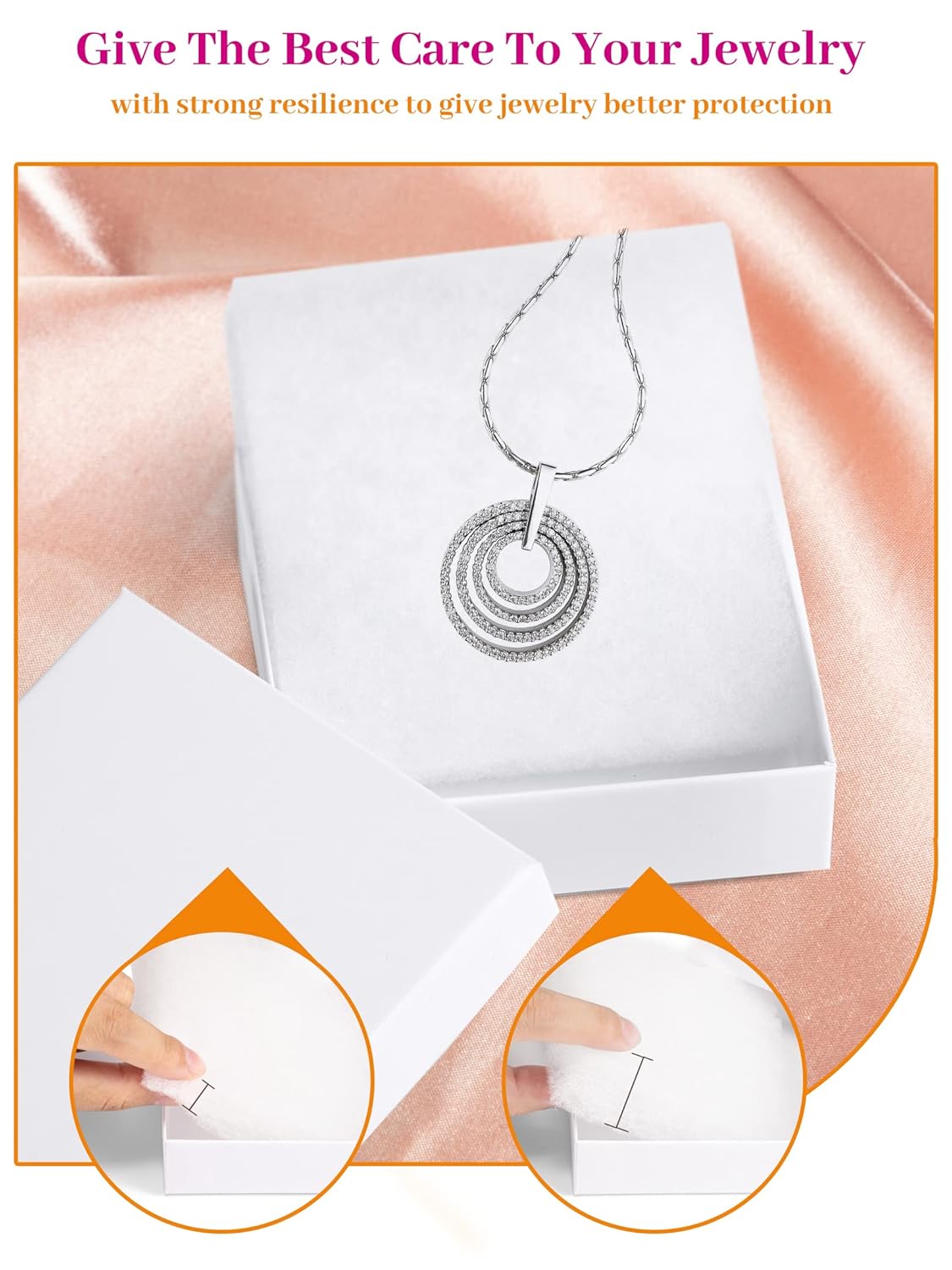 MESHA Cardboard Jewelry Gift Boxes for shipping, Glossy Small Gift boxes for Necklace Ring Bracelet Earring Cotton Filled Jewlery Box with Lids, White 3.5x3.5x1 Inch, 20 Pieces