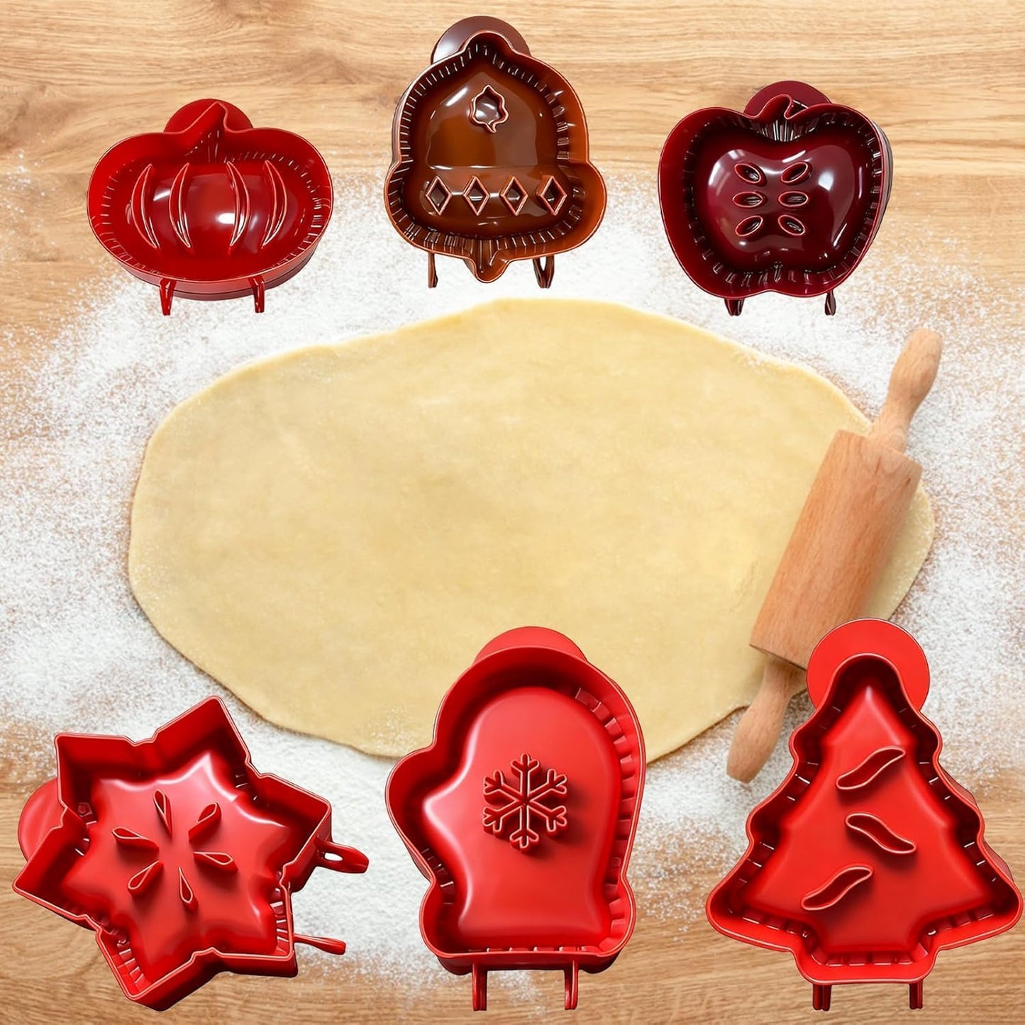 Holiday Mini Pie Molds, 3PCS Fall Baking Hand Pie Molds Maker with Apple, Acorn & Pumpkin, Perfect Kitchen Tools Accessories for Party Potluck Hand Pie Mold for Festivals and Parties
