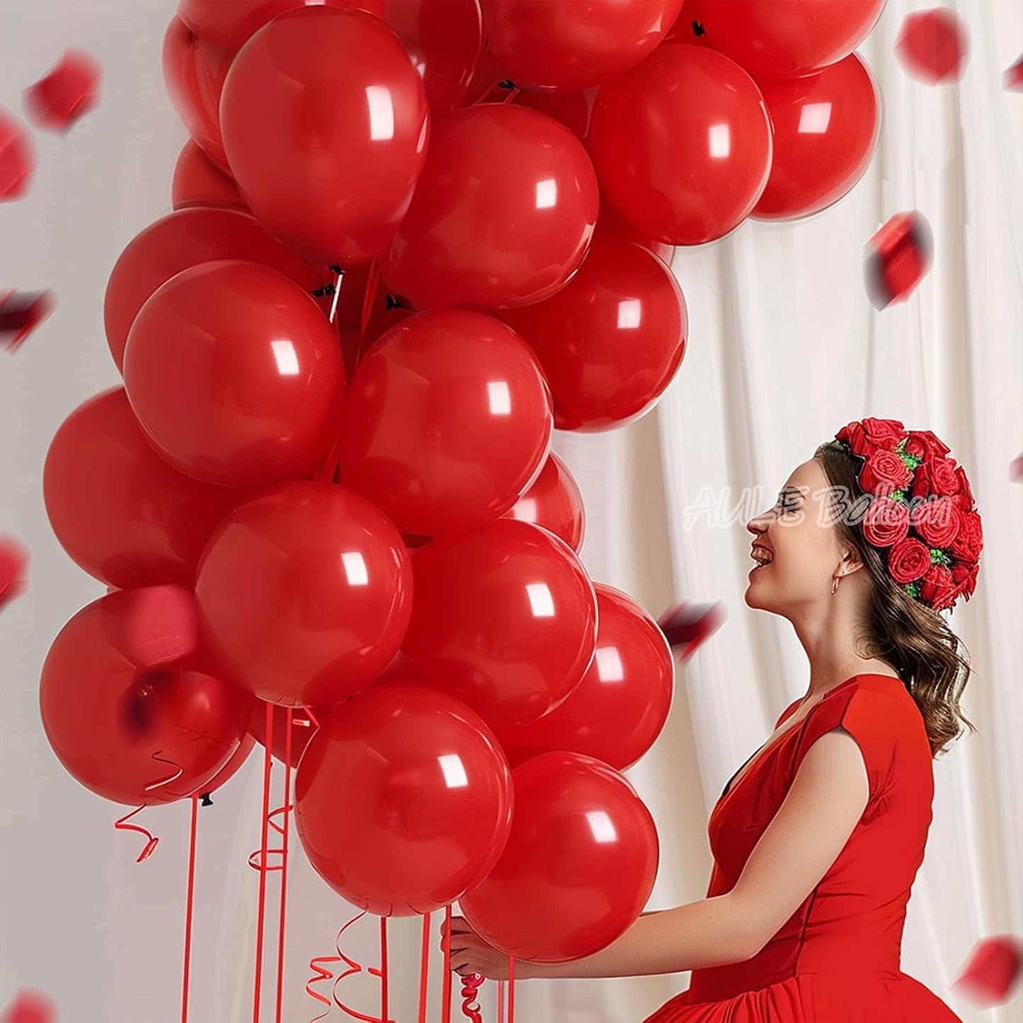 AULE Red Balloons 12 inch 50 Pcs Latex Balloons Helium Shiny Thicken Balloon Perfect Party Decoration for Wedding Birthday Baby Shower Graduation Carnival