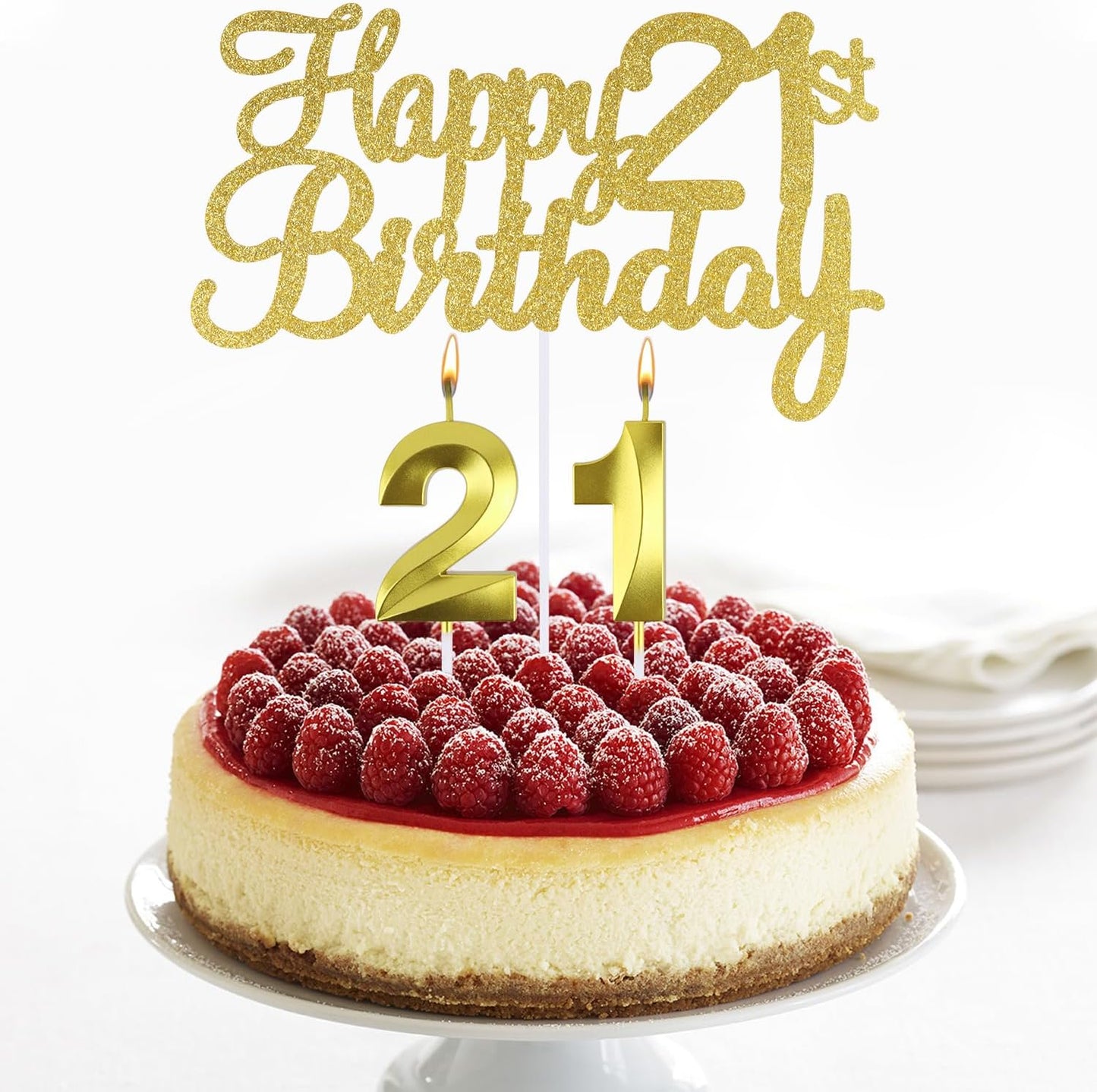 Happy 21st Birthday Cake Topper, 21 Birthday Candles, 21 Cake Topper, Number 21 Candles, Happy 21st Birthday Cake Decorations for 21 Birthda y Decorations (21)