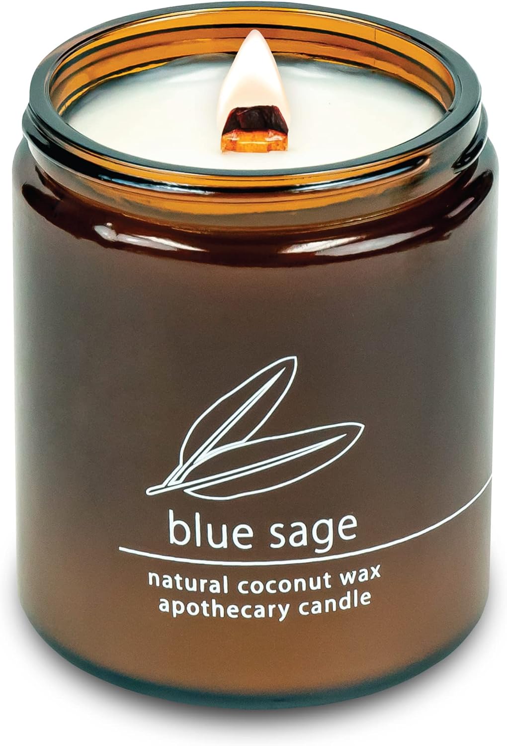 Hemlock Park Crackling Wood Wick Candle Handcrafted with Natural Coconut Wax (Standard 8 oz, Blue Sage)