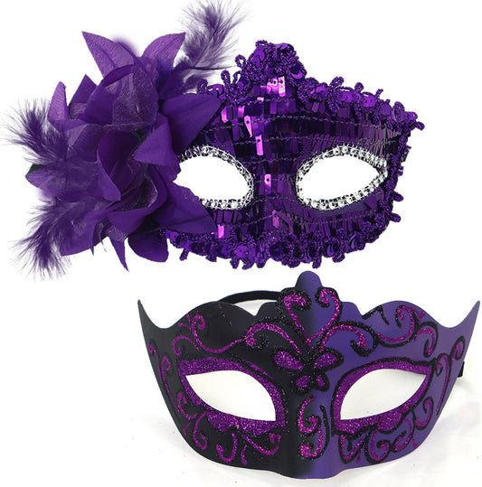 MYMENU Masquerade Mask for Women Couple Masquerade Mask for Men Shiny Venetian Mask Halloween Mask for Party Prom
