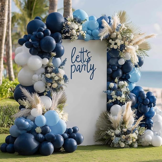 Navy Blue Balloons Double Stuffed Dark Blue Balloons Different Sizes Balloon Garland Arch Kit for Birthday Baby Shower Father's Day Graduation Wedding Party Decorations