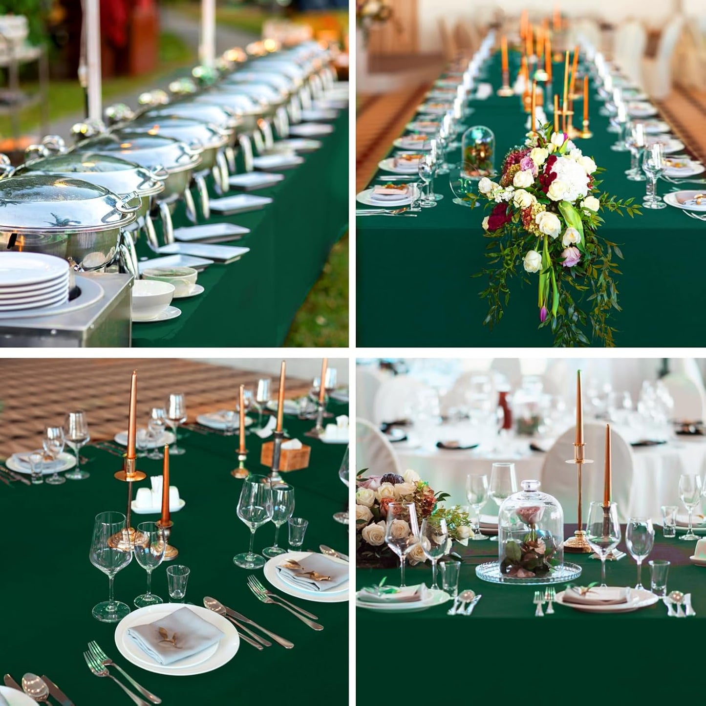Rectangle Tablecloths 90x132 Inch 2 Pack Dark Green Tablecloth Washable Decorative Linen Polyester Table Cloths for Dining Table Banquets Buffet Parties and Wedding