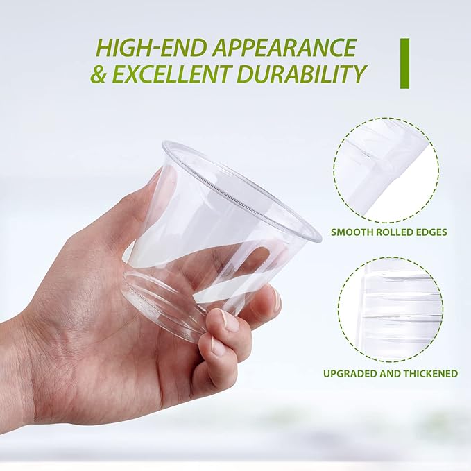 Lilymicky 200 Pack 9 oz Clear Plastic Cups, 9 Ounce Disposable Plastic Drinking Cups, Crystal Clear, for Parties, Ceremonies, Events