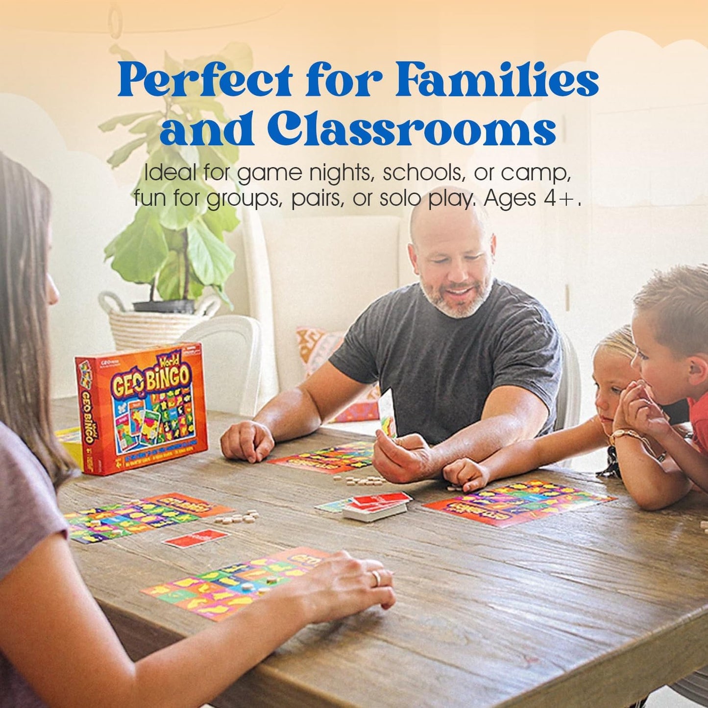 GeoToys GeoBingo, USA Bingo for Kids, Geography Game for Home, School or Camp - Fun Bingo Games for Family, Play & Learn States and Capitals of the USA, Bingo Game for Kids Ages 4 and Up