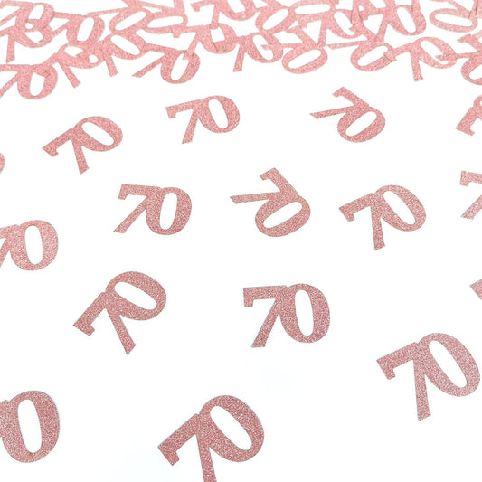 Number 70 Confetti Birthday Decorations - Rose Gold 70th birthday Confetti Table Scatters Decorations Supplies for Birthday Anniversary Party