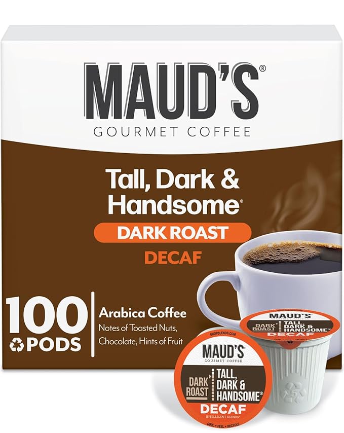 Maud's Decaf Dark Roast Coffee Pods, 100 ct, Decaffeinated Recyclable Single Serve Pods – 100% Arabica, Compatible with Keurig K Cups Maker