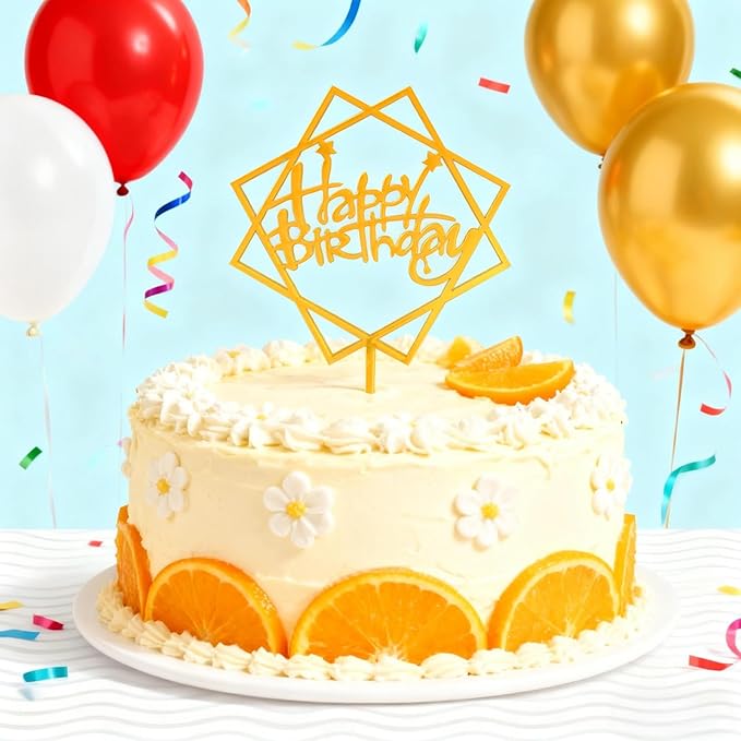 10PCS Gold Happy Birthday Cake Toppers Acrylic Glitter Birthday Cupcake Toppers for DIY Cake Sign Decorations, Personalized Cake Toppers Birthday Party Supplies and Decor