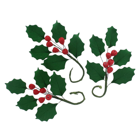 Global Sugar Art Christmas Cake Holly, 5 Leaf Sugar Cake Flower Spray, 3 Count by Chef Alan Tetreault