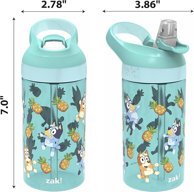 Zak Designs 5-Piece Dinnerware Set, Bluey - Durable Plastic & Stainless Steel - Includes Water Bottle, 8-Inch Plate, 6-Inch Bowl, Fork & Spoon - Suitable for Kids Ages 3+