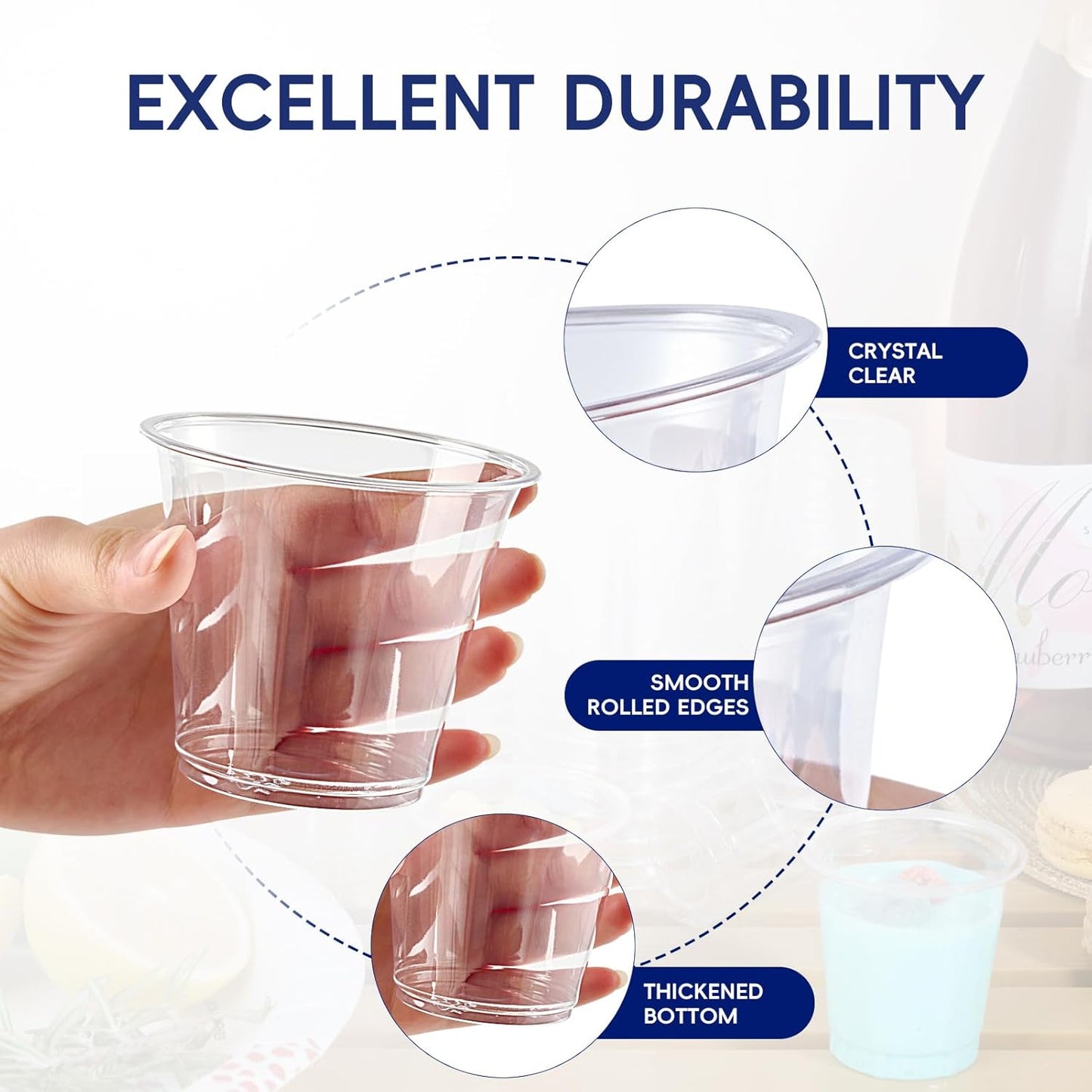 JOLLY CHEF 9 oz Clear Plastic Cups, 600 Pack Clear Disposable Cups Tumblers Perfect for Wedding, Thanksgiving, Birthday, Halloween, Christmas Party