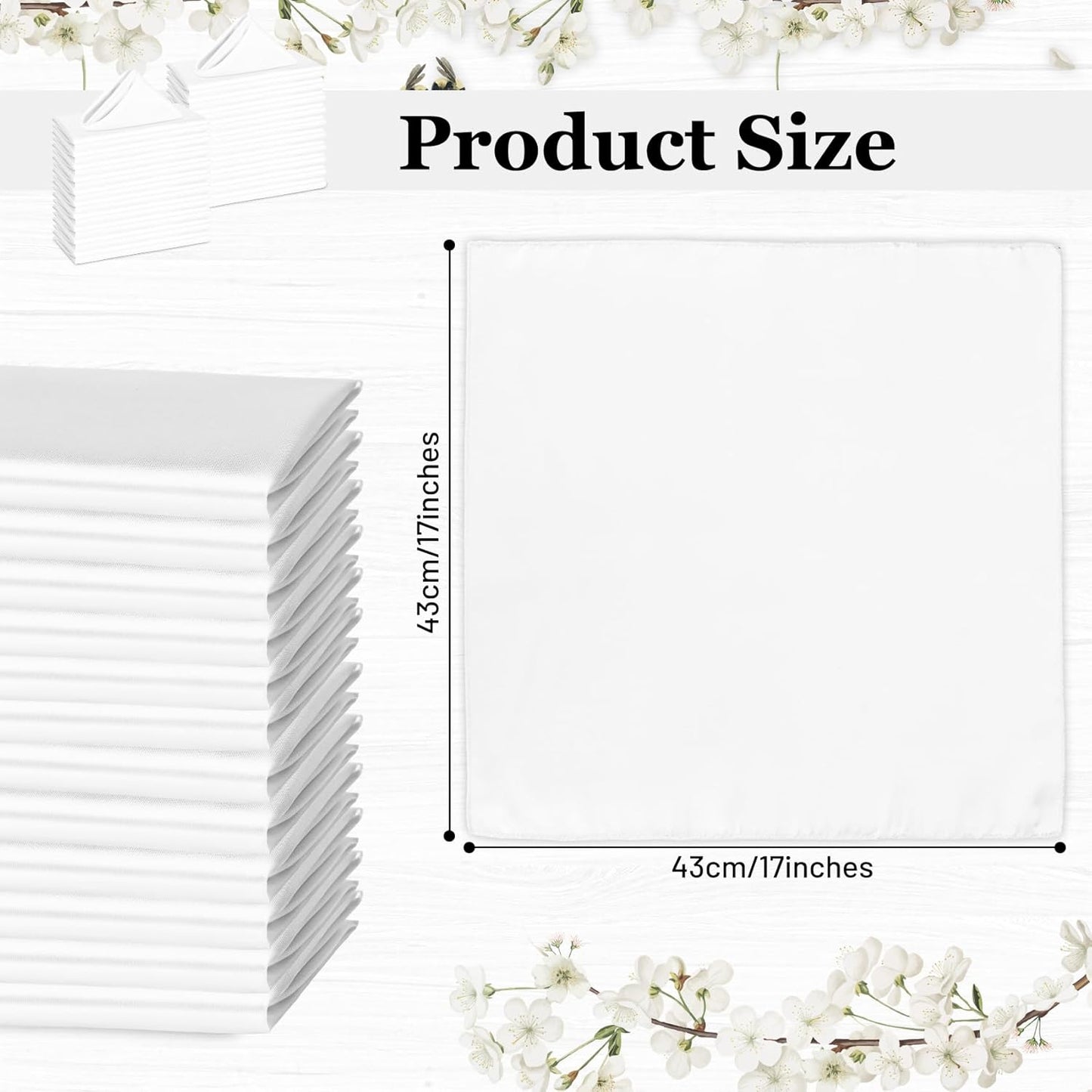 Bailarina 120 Pack White Satin Napkins,17x17 Inches Wedding Napkins Square Soft Silky Table Napkins Bulk Decorative Elegant Cloth Napkin for Party Decoration, Banquet,Wedding,Graduation