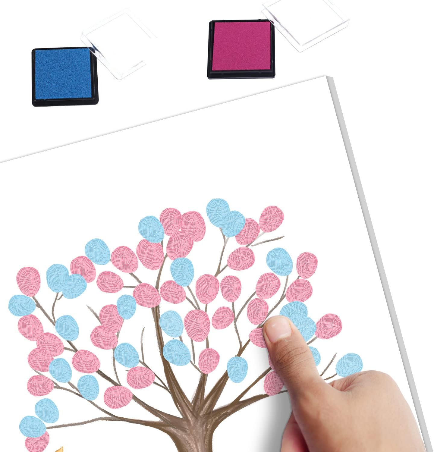 Gender Reveal Fingerprint Tree with Safari Animals, Baby Shower Guest Book Party Ideas, Gender Reveal Party Ideas, Gender Reveal Keepsake, Canvas Decoration