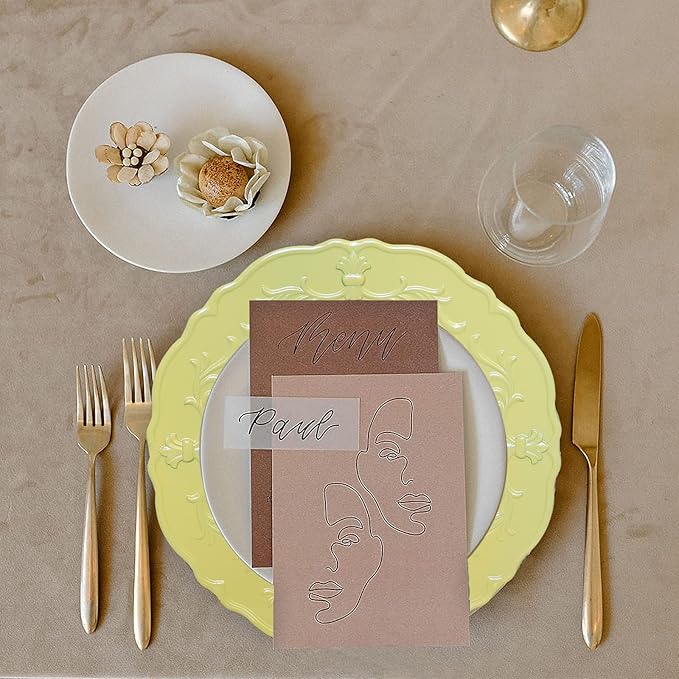 Spsyrine Light Yellow Charger Plate, 13" Embossed Plastic Table Plate Chargers for Dinner, Set of 6 Elegant Decorations for Wedding, Dining, Party Events.