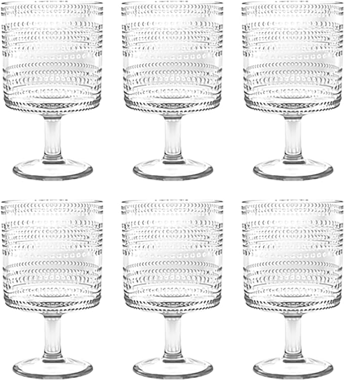 Beaded Stacking Goblet, Indoor/Outdoor, Clear, 14.8 oz., Set of 6