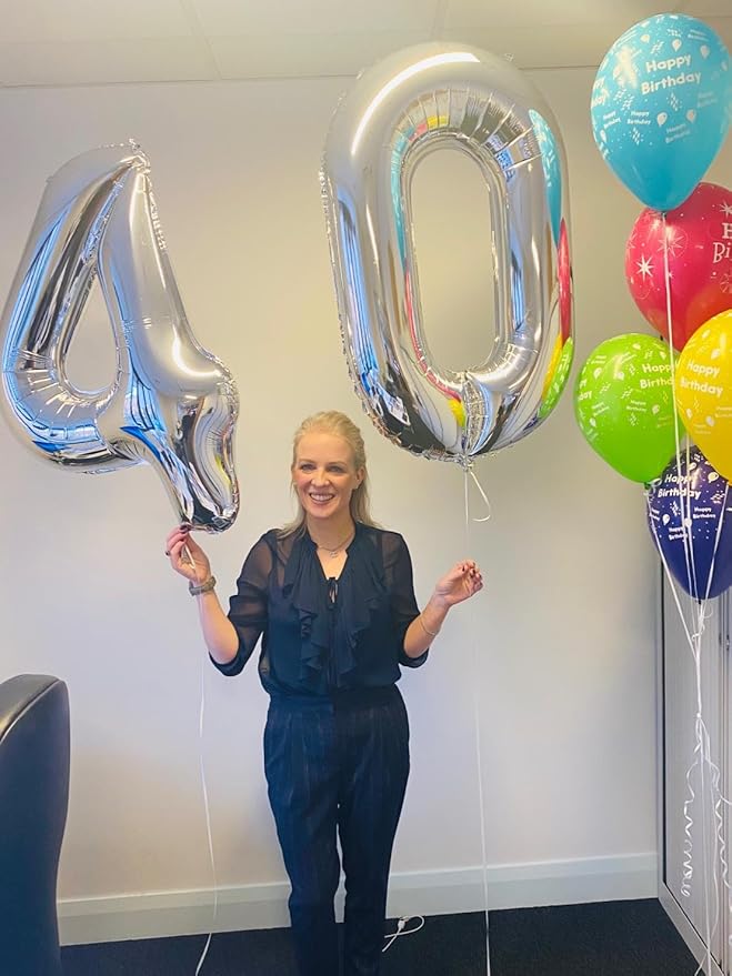 Silver Number 30 Balloon 40 inch, 30 Number Balloons, 30th Silver Birthday Decorations for Girls Boys Kids, 30 Year Old Women Men Silver Party Supplies
