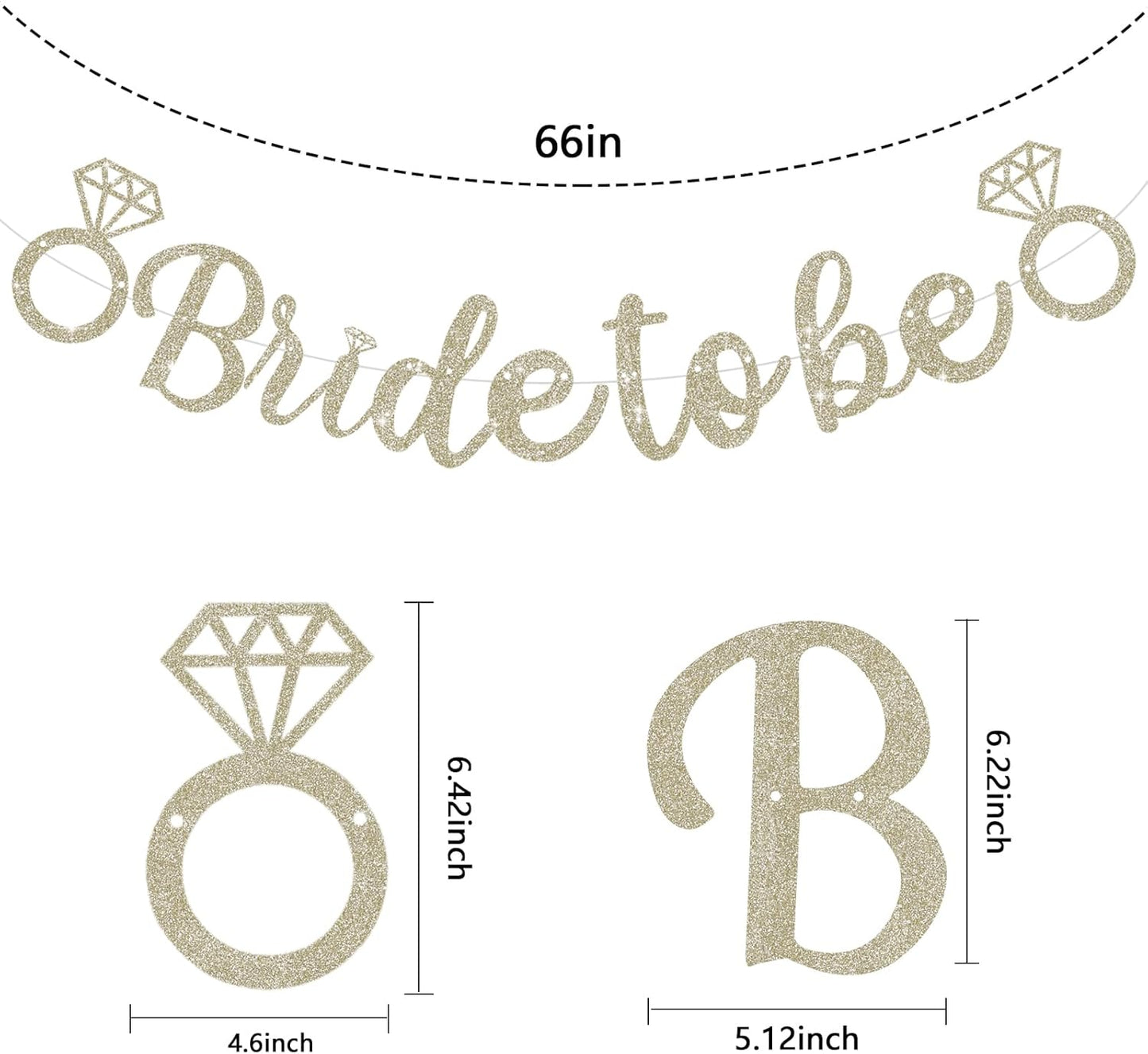 Glitter Champagne Bride to Be Banner,Pre-Strung Bridal Shower Sign Garland,Bachelorette Party Decoration Wedding Shower Party Supplies(No DIY)