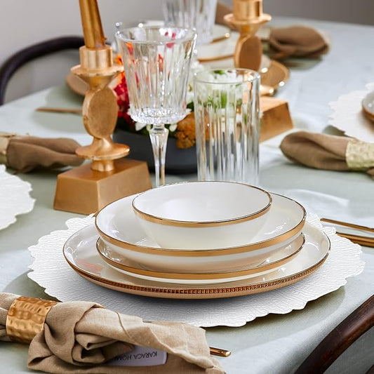 MAONAME 13" White Charger Plates, Round Reef Chargers for Dinner Plates, Plastic Plate Chargers for Table Setting, Wedding Decor, Set of 12