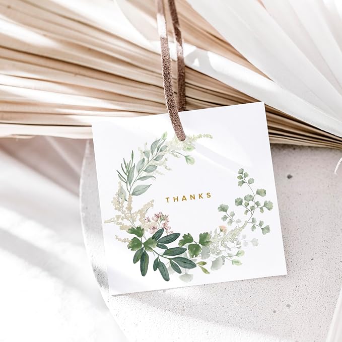 50-Pack Gold Gift Tags - Real Gold Foil, 2.5” x 2.5” | Elegant Holiday, Christmas, and Birthday Gift Tags | Personalized Labels for Presents | Women-Owned Business