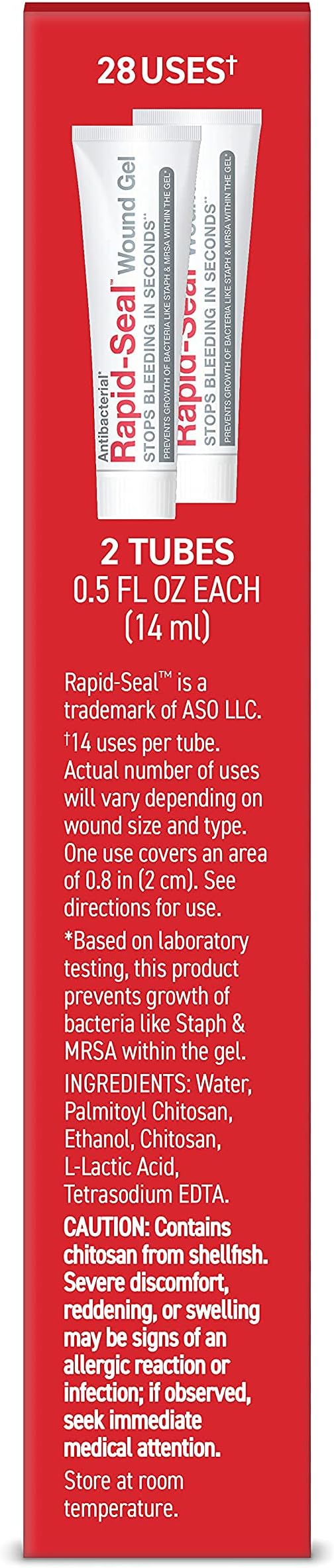 Wound Gel (2 Tubes) | Stops Bleeding in Seconds | Ideal for Cuts, Scrapes and Razor Nicks for Emergency First Aid Supplies