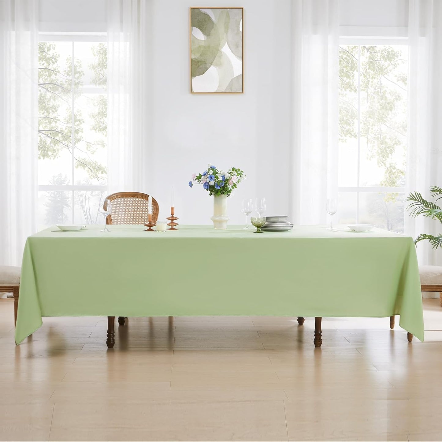 Rectangle Tablecloths 60x120 Inch 2 Pack Sage Green Tablecloth Washable Decorative Linen Polyester Table Cloths for Dining Table Banquets Buffet Parties and Wedding