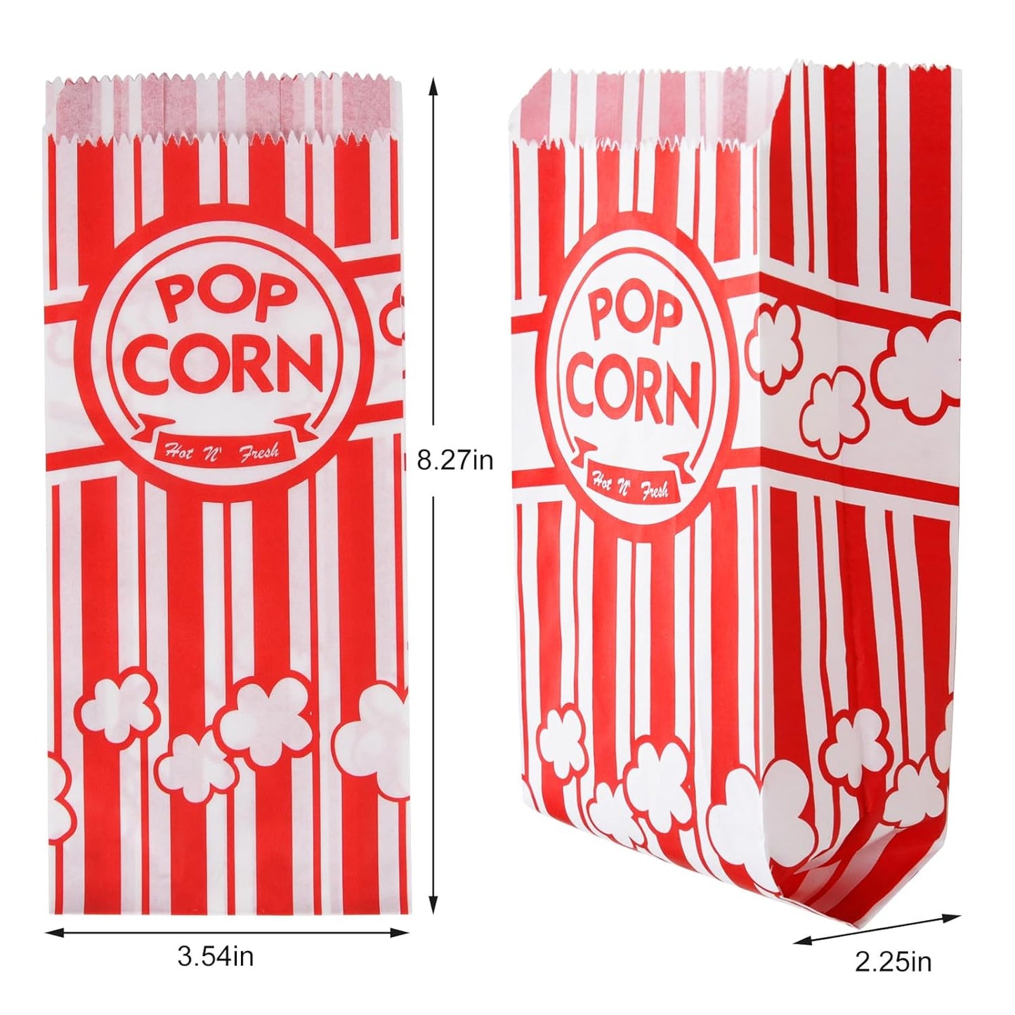 100pcs Paper Popcorn Bags for Party, 1 Oz Small Vintage Individual Servings Popcorn Container Pop Corn Bags Bulk for Popcorn Machine Accessories Supplies Movie Nights (100)