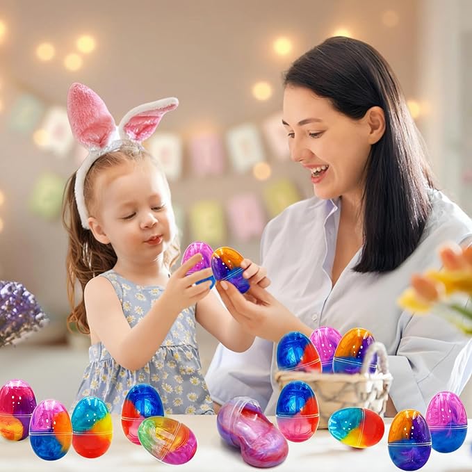 12 Pack Prefilled Easter Galaxy Slime Eggs,Galaxy Slime Easter Egg Fillers Stress Relief Easter Egg Hunt Filling Treats Classroom for Kid Teens Boy Girl Easter Basket Stuffers Easter Party Favor