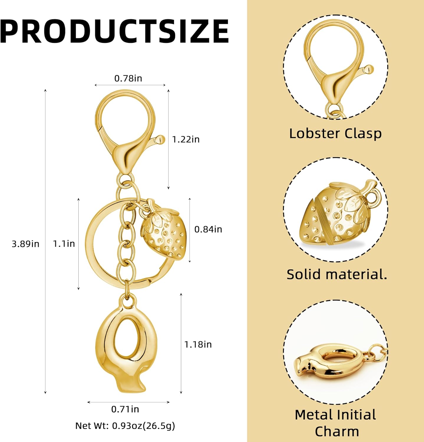 Gold Bubble Heart Initial Bag Charms for Handbags – Cute Initial Letter Keychain for Women, Purse Charms, Gold Gift