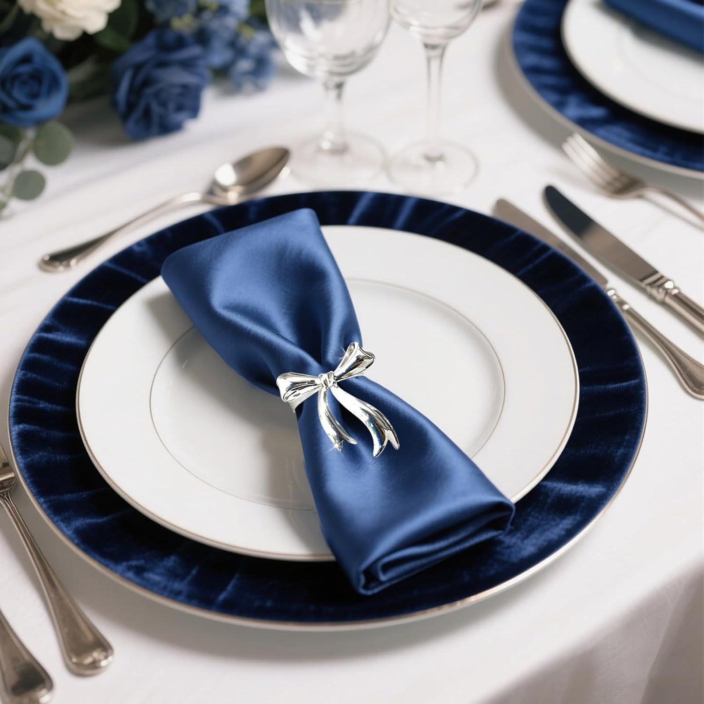 Silver Bow Napkin Rings Set of 12 Christmas Bow Tie Napkin Rings for New Year Valentine's Day Decor,Shiny Metal Bowknot Napkin Ring Holders for Elegant Wedding Restaurants Home Table Setting