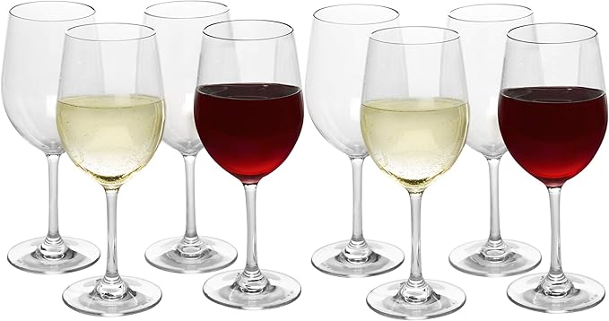 D'Eco Unbreakable Tritan Stemmed Wine Glasses, 12 oz (Set of 8) - Shatterproof, Crystal-Clear, BPA-Free Tumblers – Indoor & Outdoor Cups Great for Parties & Entertaining - Mothers Day Gift for Mom