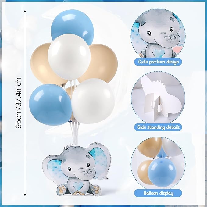 6 Sets Balloon Stand Kit for Table Elephant Baby Shower Tables Centerpiece with Balloon It's a Boy Baby Shower Decor for Elephant Theme Gender Reveal Birthday Party Decoration Supplies