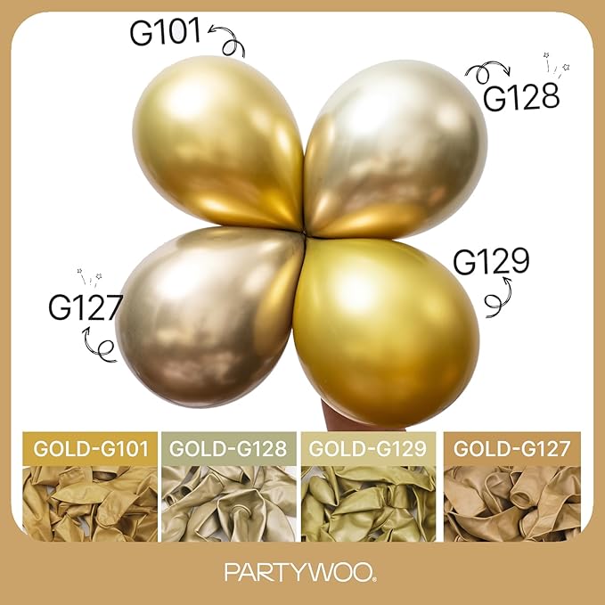 PartyWoo Metallic Gold Balloons 85pcs Different Sizes of 18 12 10 5 Inch Chrome Gold Balloon Arch Kit Garland for Birthday Graduation Baby Shower Wedding Bachelorette Party Decorations Gold-G127
