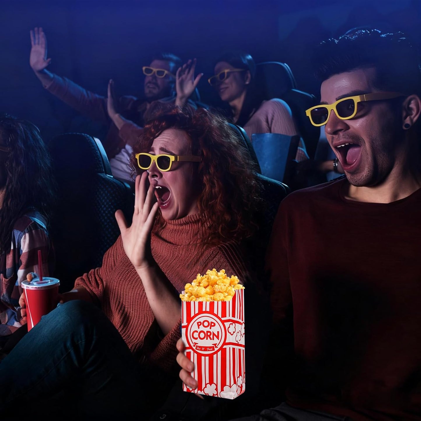 500 Pieces Paper Popcorn Bags - 1 oz Popcorn Bags Individual Servings for Party, Movie Night Supplies, Machine Small Mini Pop Corn Bag Container Bulk Holder Carnival