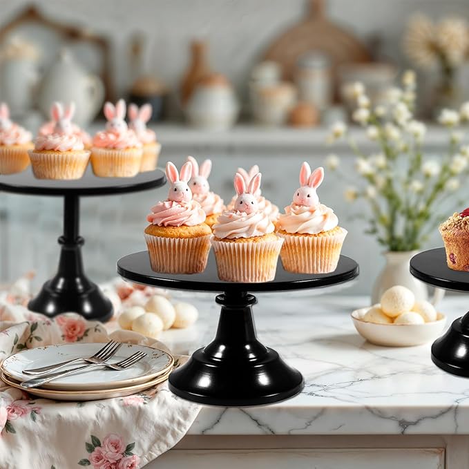 Cashger Cake Stand,7Pcs Round Metal Cake Display Stand 8/10/12Inch Dessert Table Decorations Set Cupcake Holder Party Serving Plate for Baby Shower ,Wedding ,Birthday Party ,Anniversary (Black)