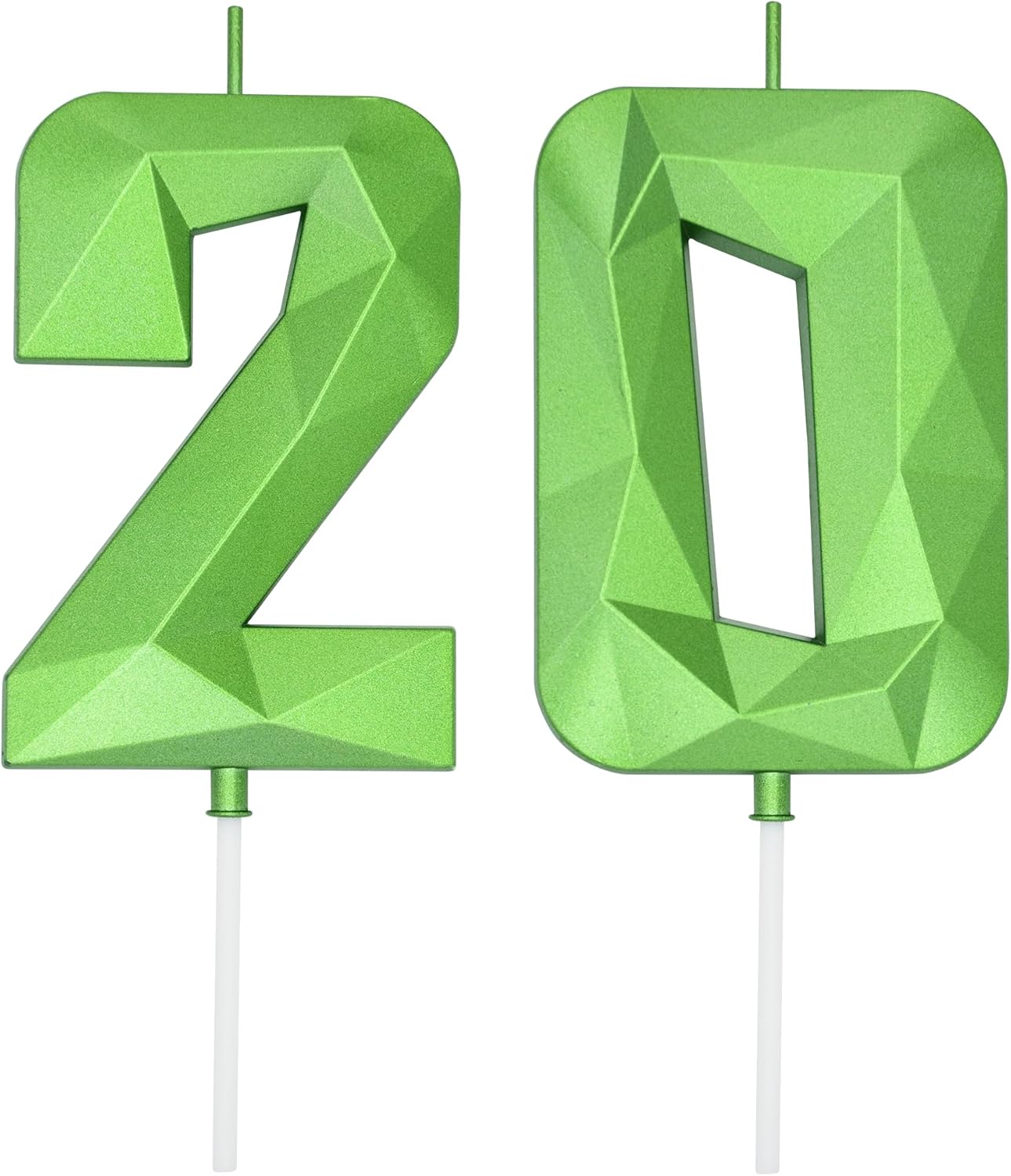 DERVENTA Birthday Candle Big Number 3D Green 3.7 inch Party Celebration Anniversary Decoration Cake Topper 1 Piece (Number 20 Green 3D)