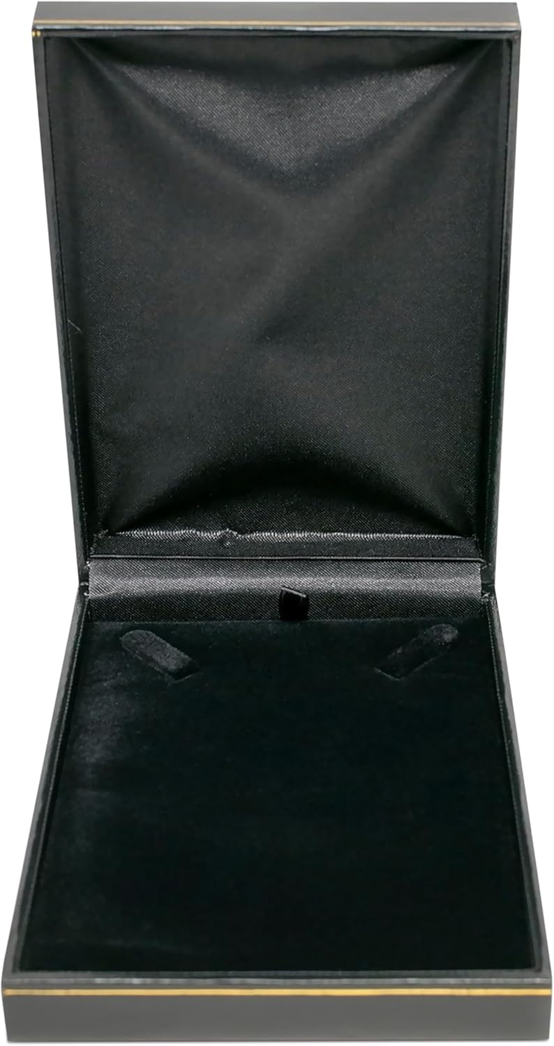 Novel Box Black Jewelry Box for Necklaces 4.75x7.37x1.4 Inches - Necklace Gift Boxes with Gold Trim - Faux Leatherette Necklace Storage Case - Gift Presentation Cases for Necklaces/Pendants